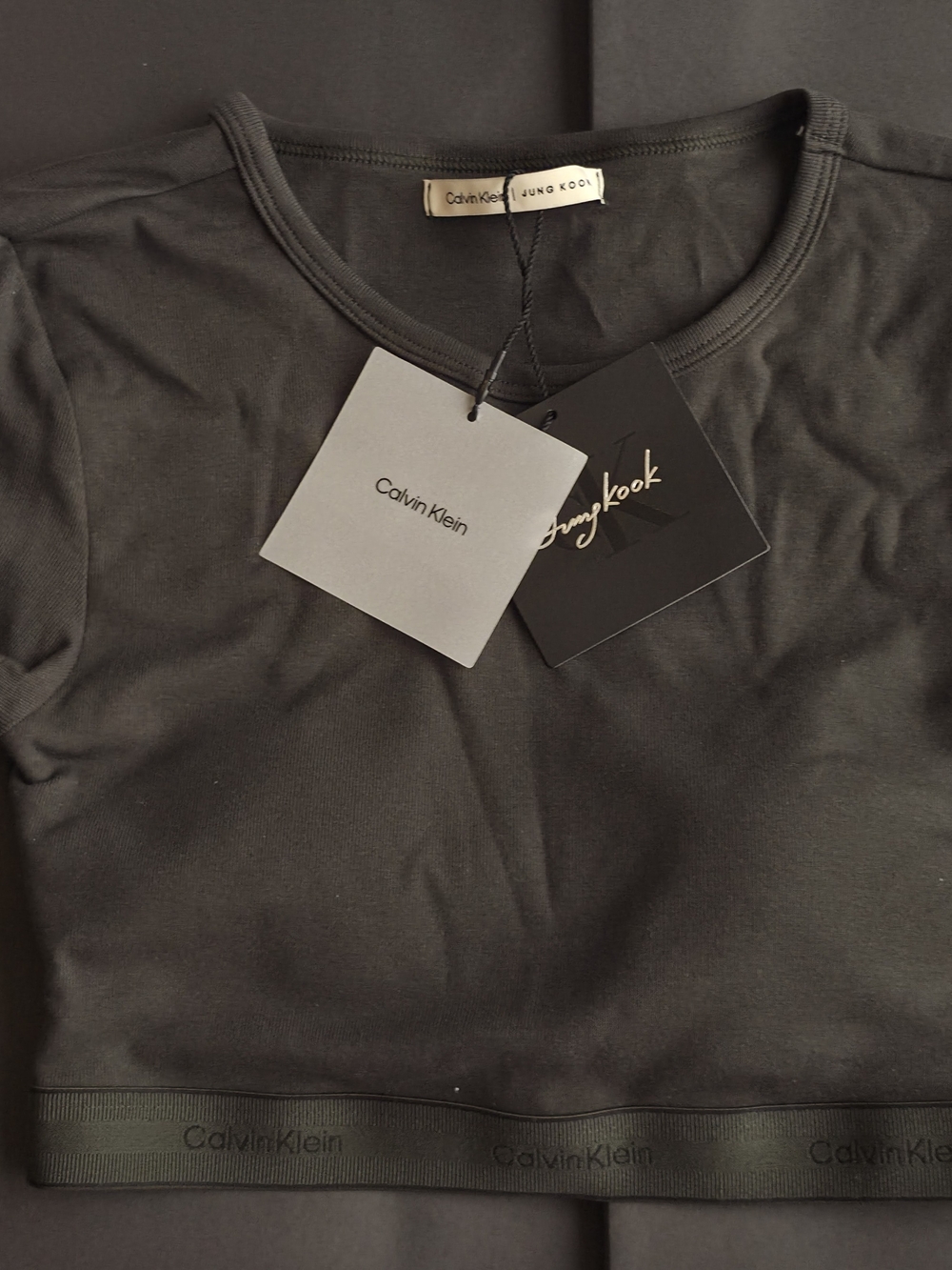 Ck Jk Jungkook Calvin Klein T shirt bra bralette dark green Small New crop top
